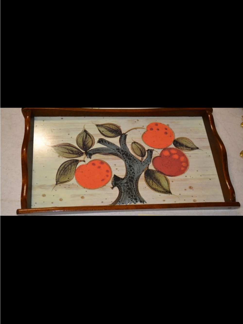 Vintage MidCentury West Germany Wooden Pear Serving Tray